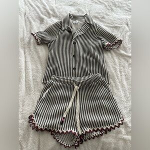 SAYLOR Black & White Knit Stripe Set